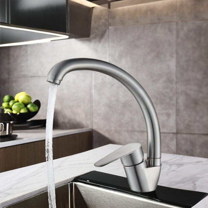 Single handle Brushed nickel Custom kitchen mixer tap - Image 4