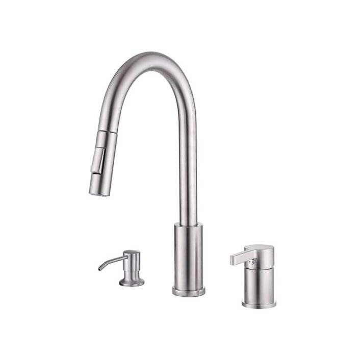 Brushed nickel two handle widespread kitchen faucet 8 inch widespread faucet GOWIN