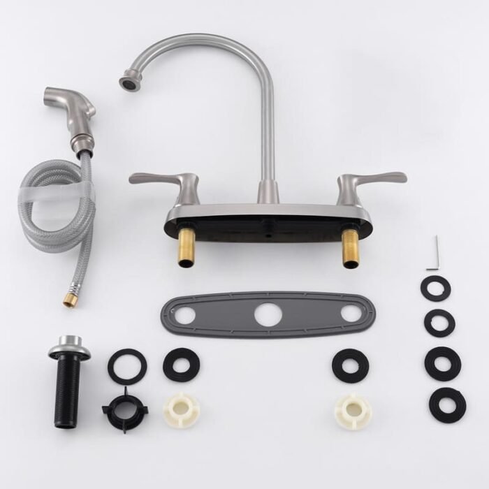 Brushed Nickel Kitchen Faucet with Side Sprayer (11)