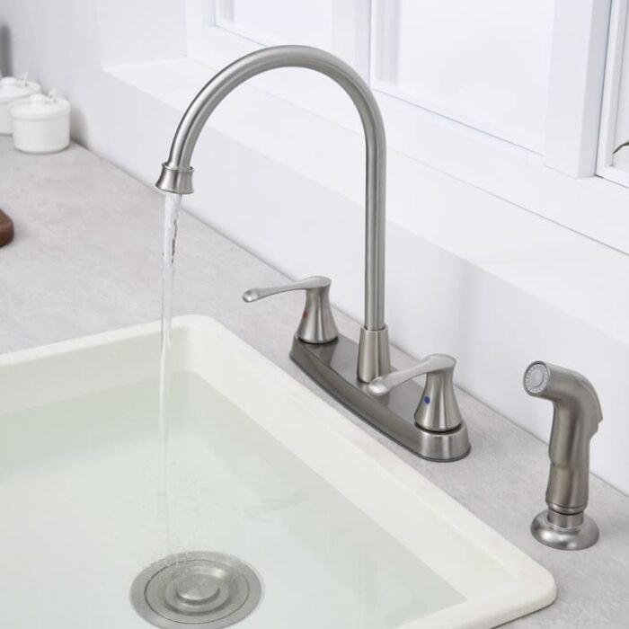 Brushed Nickel Kitchen Faucet with Side Sprayer (4)