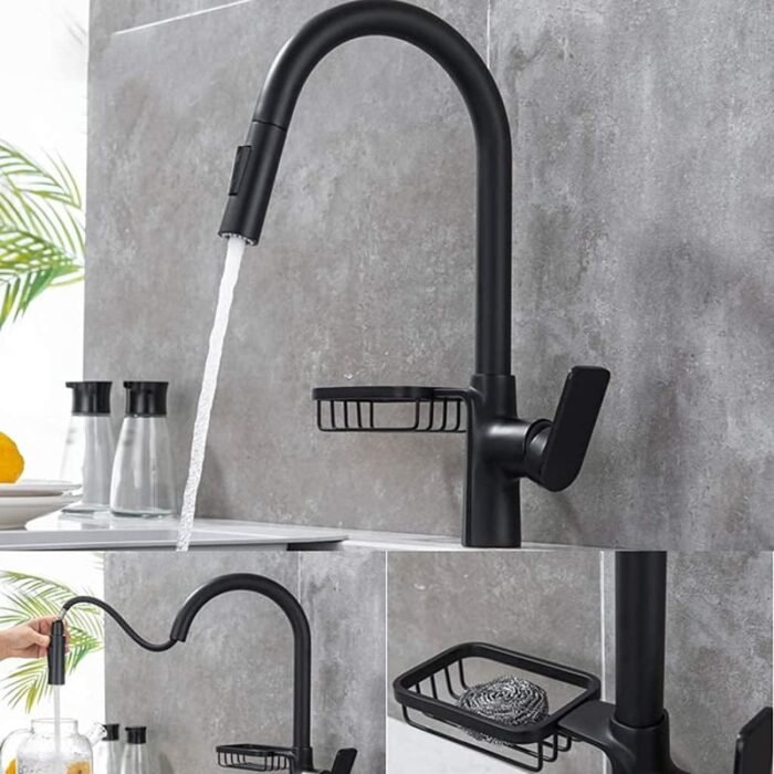 custom kitchen faucets with pull out spray matt black kitchen tap - Image 4