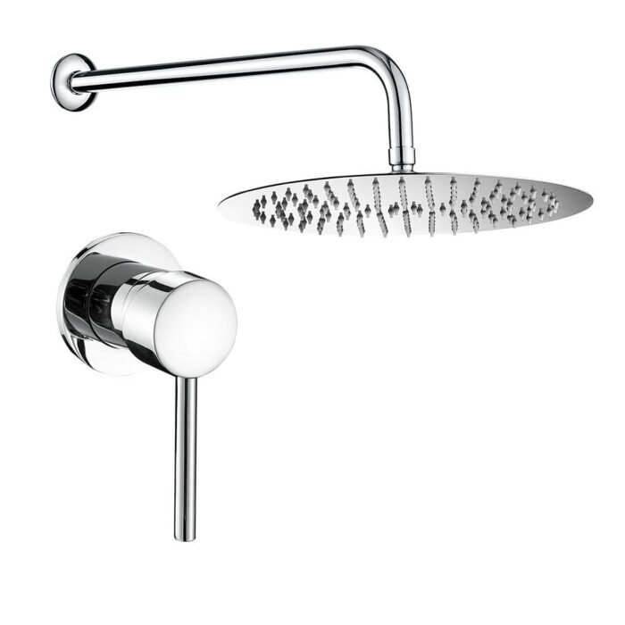 Rainfall Shower System - 12 inch Wall Mount Round Rain faucet set complete - Image 4