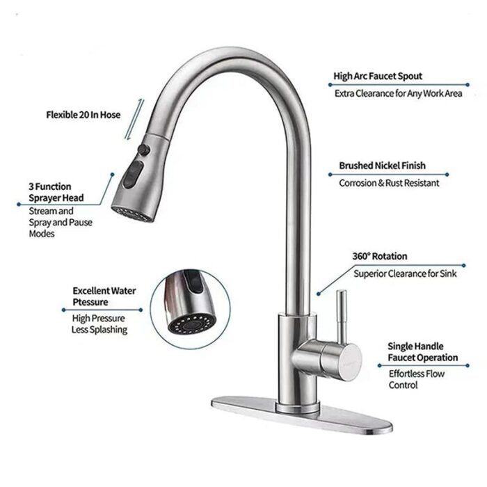 OEM and ODM Single handle kitchen faucet with pull out sprayer GOWIN - Image 6