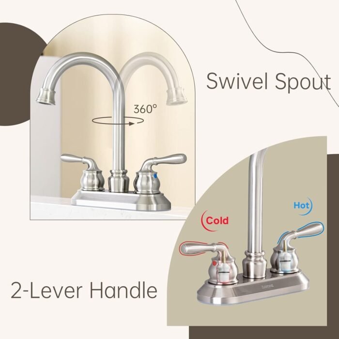 Spot Resist Brushed Nickel 3-Hole Widespread with Lever Handle - Image 3
