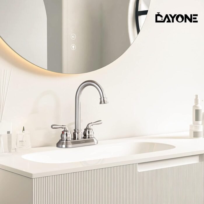 Spot Resist Brushed Nickel 3-Hole Widespread with Lever Handle - Image 4