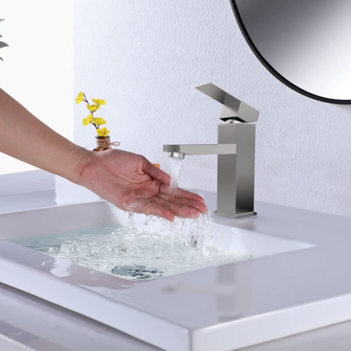 Single Handle Monoblock Bathroom Sink Basin Mixed Brushed nickel GOWIN - Image 3