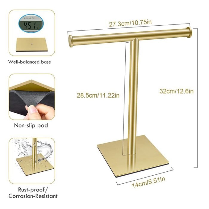 Golden Stainless Steel Hand Towel Stand GOWIN - Image 3