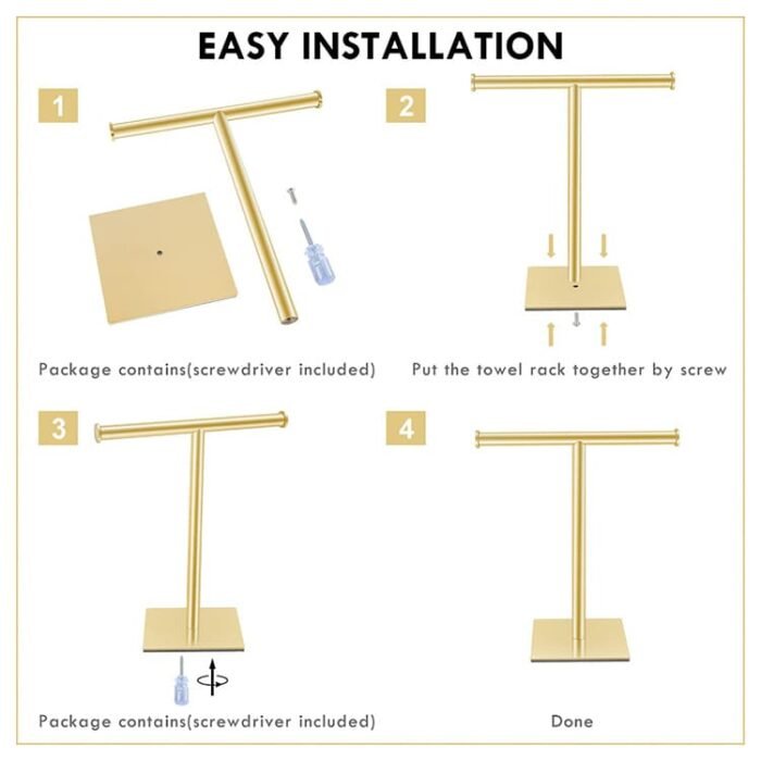 Golden Stainless Steel Hand Towel Stand GOWIN - Image 2
