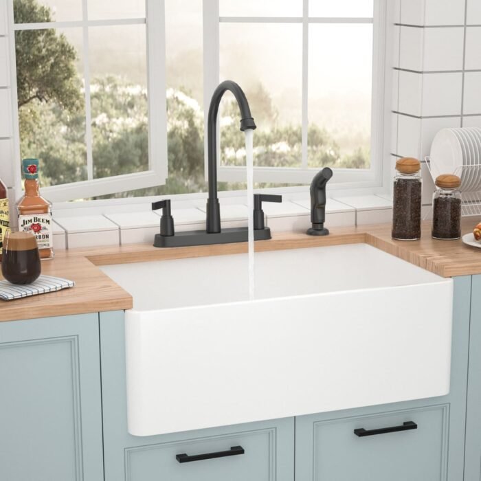 Matte black 8 inches kitchen sink faucets (with spray gun) GOWIN - Image 3