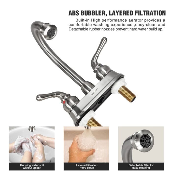 Widespread Faucet Brushed Nickel 2-handle bathroom faucet GOWIN - Image 3