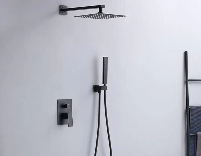 Single-Handle 1-Spray Square Shower Faucet in Matte Black Valve GOWIN - Image 2