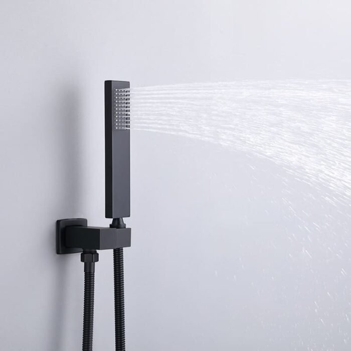 Single-Handle 1-Spray Square Shower Faucet in Matte Black Valve GOWIN - Image 4