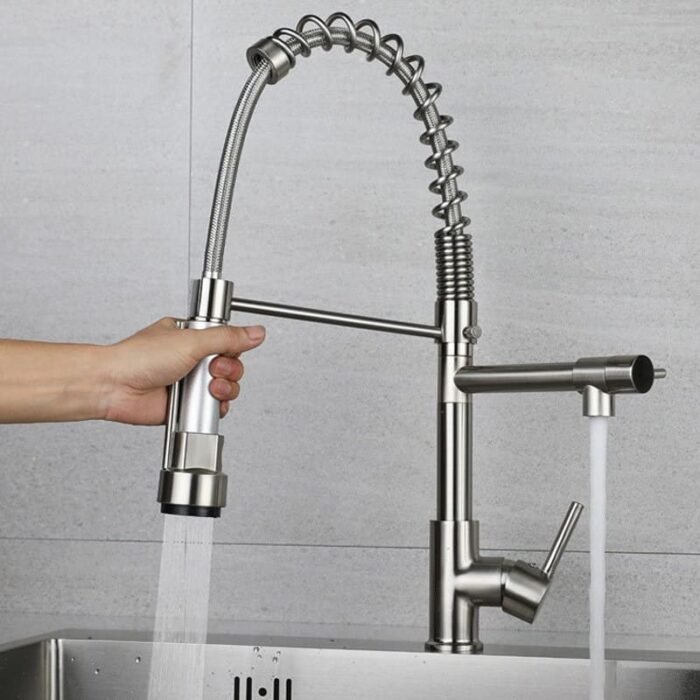 2-in-1 Industrial Style Pull Down Single Handle Water Kitchen Faucet GOWIN - Image 2