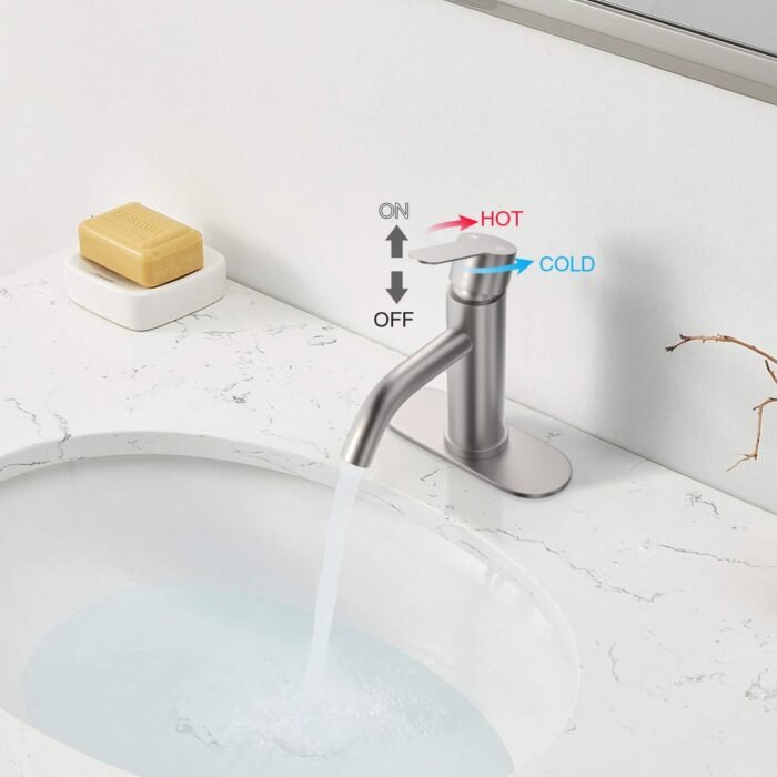 Single handle Brushed basin Faucet with plate Bathroom GOWIN - Image 3