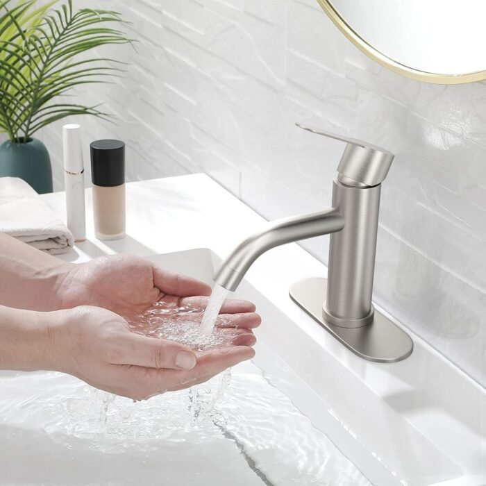 Single handle Brushed basin Faucet with plate Bathroom GOWIN - Image 4