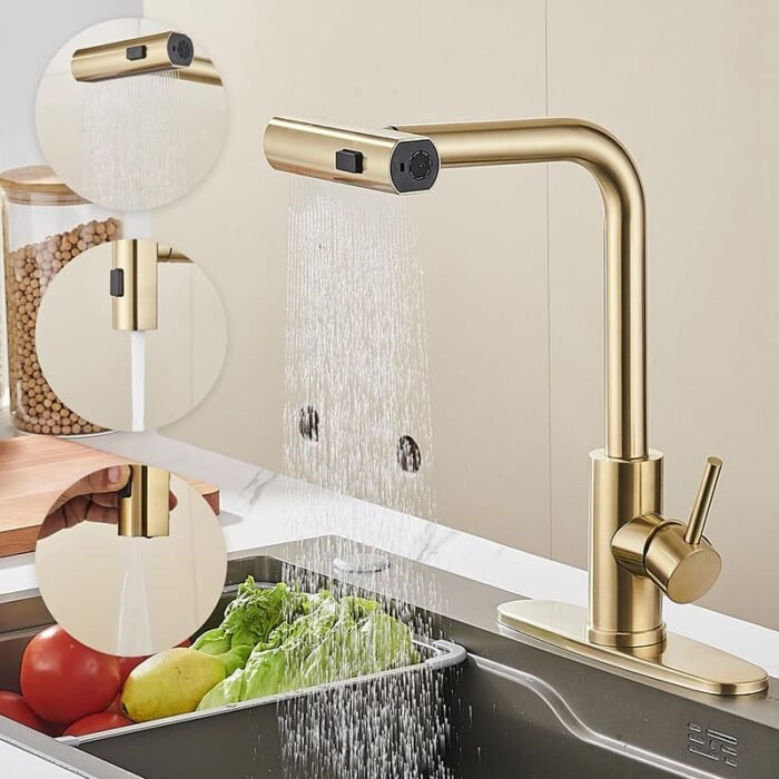 Modern pull-out faucet Kitchen Faucet with Spout Swivel - Image 2