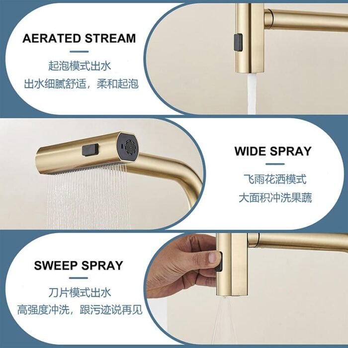 Modern pull-out faucet Kitchen Faucet with Spout Swivel - Image 3