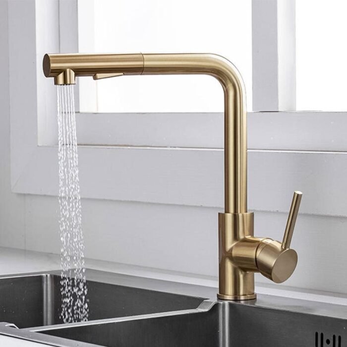 Brass Single Handle Pull Out Sprayer Kitchen Faucet GOWIN - Image 2