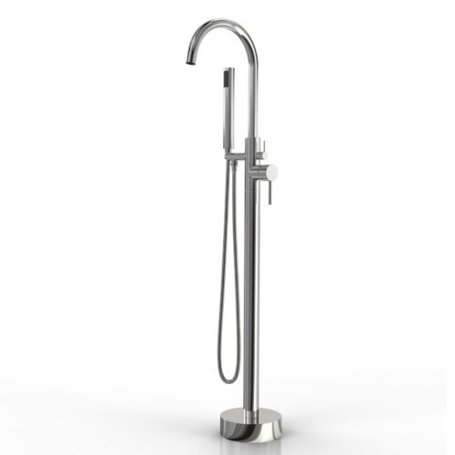 Floor Mounted Tub Faucet Chrome Bathroom Bathtub with Hand Shower