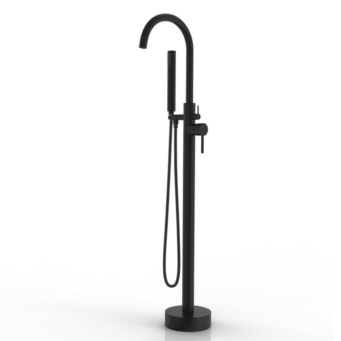 Floor Mounted Tub Faucet Chrome Bathroom Bathtub with Hand Shower - Image 2
