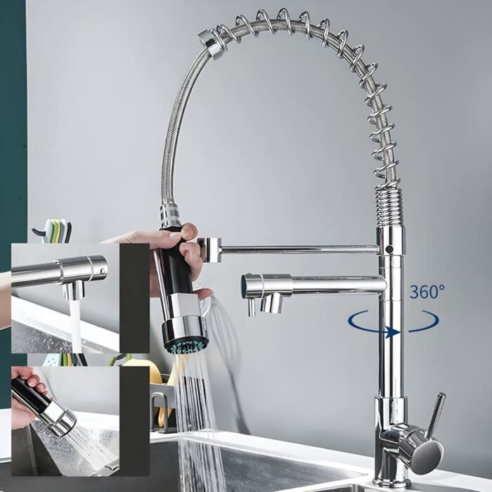 Custom kitchen Multifunctional High-Arc Brass Pull-out Faucet - Image 5