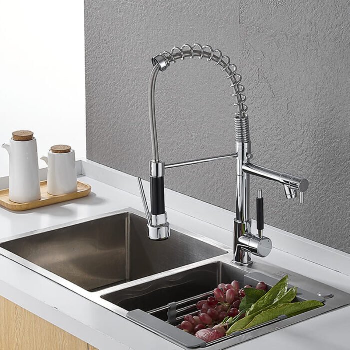 Custom kitchen Multifunctional High-Arc Brass Pull-out Faucet - Image 3