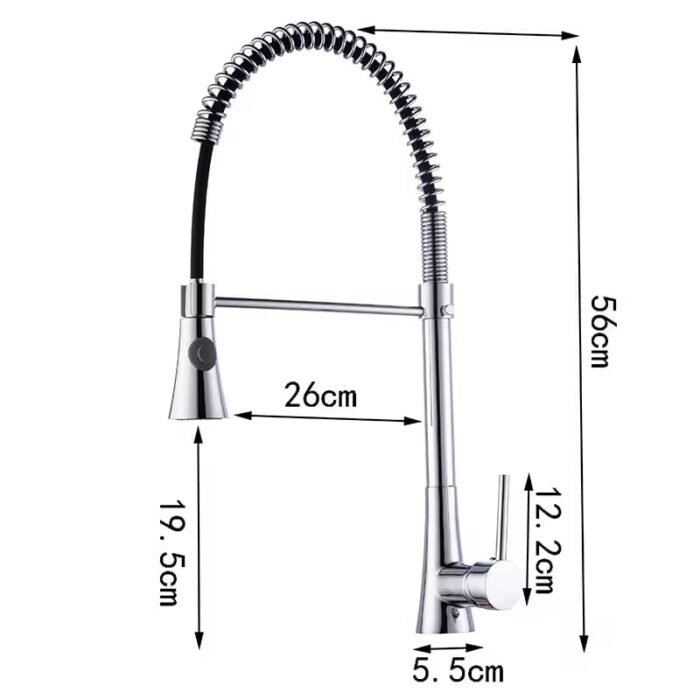 Single handle Pull Down Kitchen Faucet with Arc Spout spring around - Image 2
