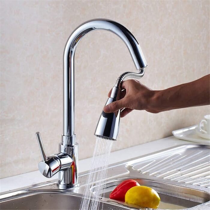 Chrome plating pull out kitchen Mixer Sink Faucet Hot and cold - Image 2