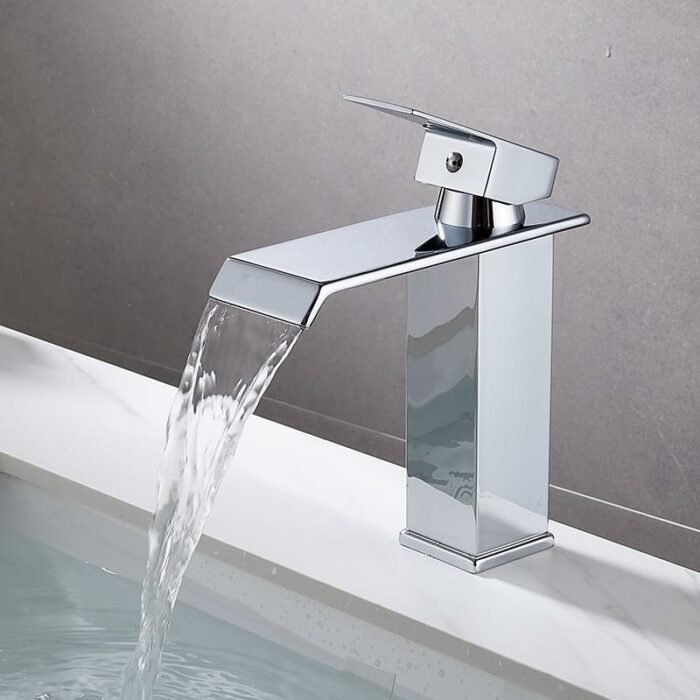 Single Handle Chrome-Plated Basin Waterfall Faucet GOWININC - Image 3